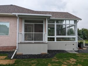 Gable with the view of a covered deck