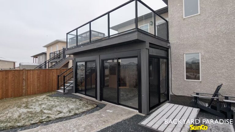 black curtain wall enclosure walk out basement niverville manitoba