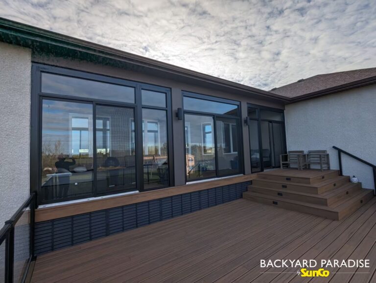 black curtain wall sunroom st andrews manitoba 2