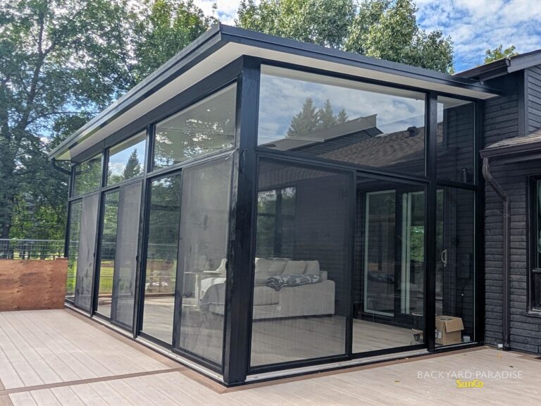 Black studio sunroom built in Oakbank, Manitoba