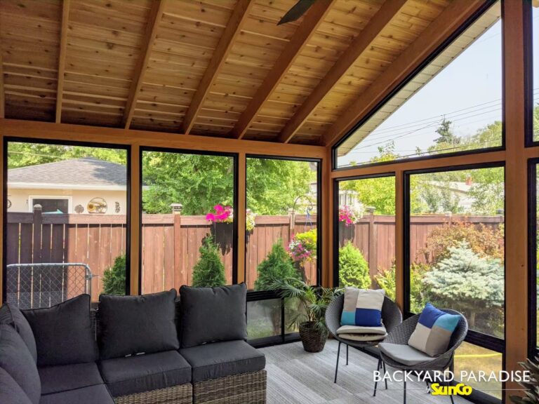 red cedar and douglas fir gable sunroom with black windows river heights winnipeg manitoba
