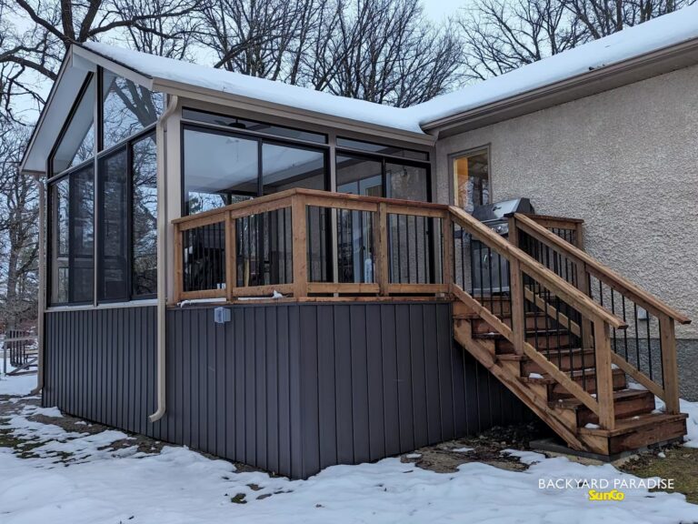 sandalwood and black gable sunroom in King Edward, Winnipeg