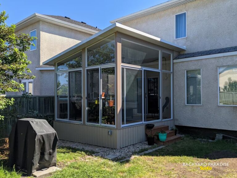 sandalwood and white sideways studio sunroom in Winnipeg