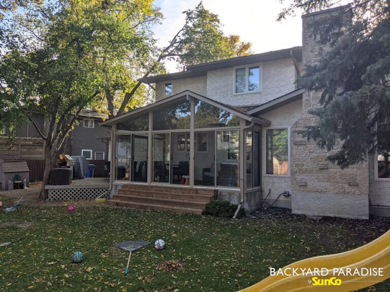 sandalwood offset gable sunroom in Charleswood, Winnipeg
