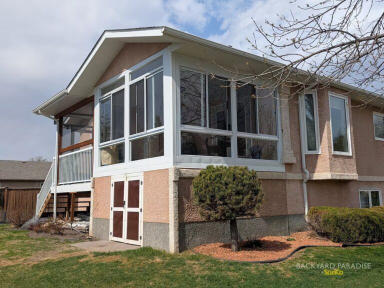 White curtain wall installed by SunCo in Portage la Prairie, Manitoba