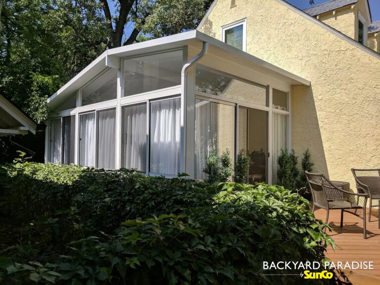 white offset gable sunroom st james winnipeg maitoba