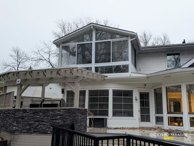 white second floor gable sunroom pulberry winnipeg