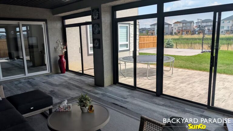 black curtain wall sunroom walk out basement bridgwater winnipeg
