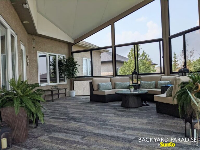 sandalwood and black gable sunroom with studio connected oakbank manitoba