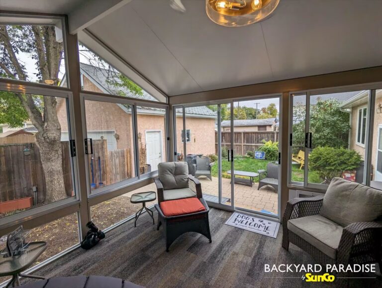 sandalwood and white gable sunroom in Fort Garry, Winnipeg