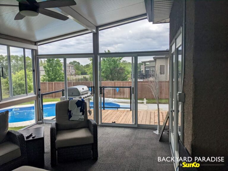 sandalwood and white studio sunroom in Stonewall Manitoba