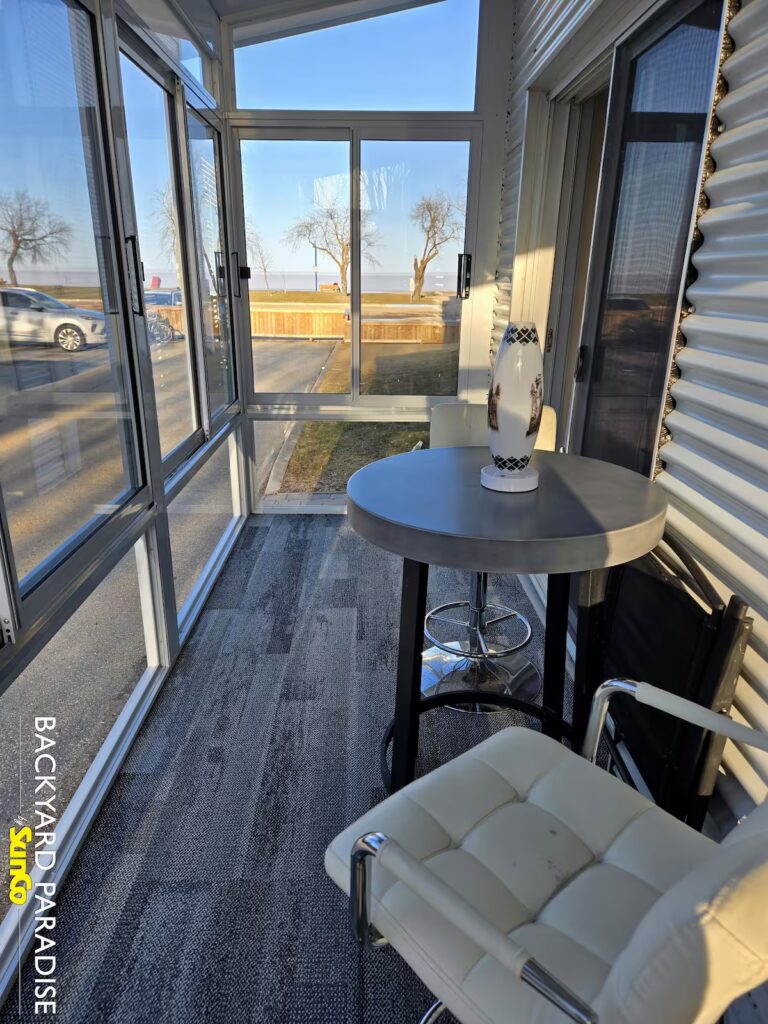 white balcony enclosure Gimli Manitoba