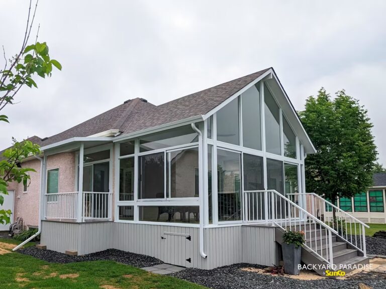 white gable sunroom in East St Paul, Manitoba