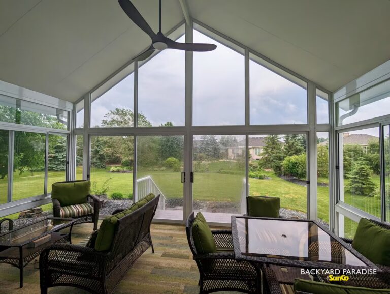 white gable sunroom interior in East St Paul, Manitoba