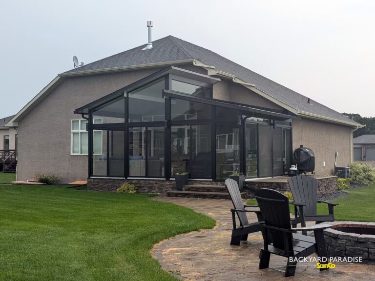 Black split roof gable
