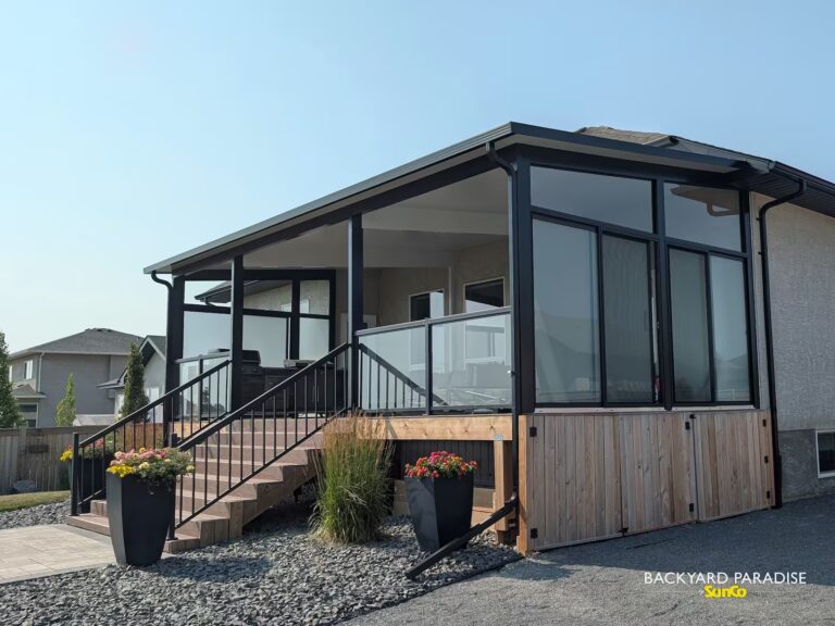 fixed awning with privacy walls in Grande Pointe, manitoba